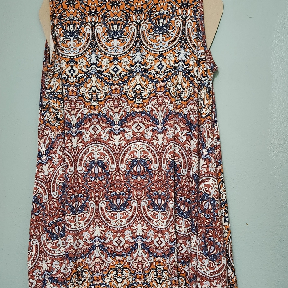 Jones & Co Orange and Blue Sundress Midi